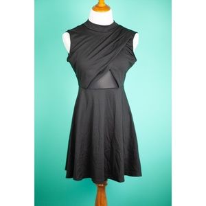 NWT Stretchy Black Skater Dress with mesh Cutouts